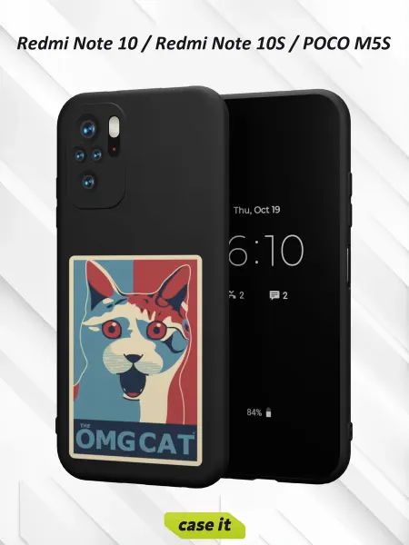 Case it Чехол на Redmi Note 10 Note 10S Poco M5S принт OMG котик