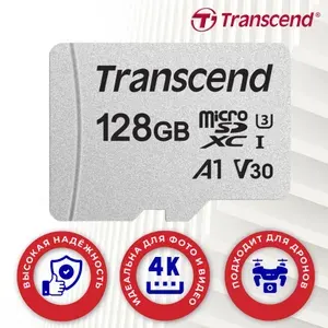 128 ГБ Карта памяти Transcend 300S microSDXC (TS128GUSD300S), UHS-I, U3, class 10