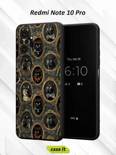 Case it Чехол на Redmi Note 10 Proс принтом Портреты кошек