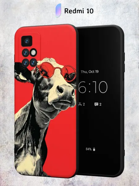 Secret.Case.Store Чехол на Redmi 10 с принтом Корова