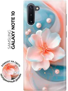 Силиконовый чехол на Samsung Galaxy Note 10 с принтом "Мраморный цветок"