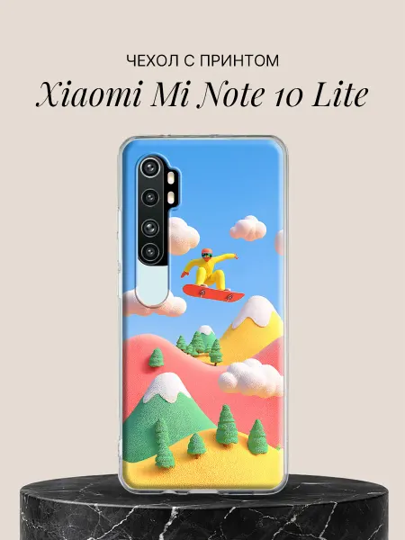 Xiaomi Чехол на Mi Note 10 Lite Сноубордист в конфетном мире