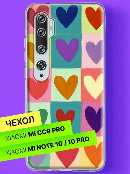 Xiaomi Чехол на Mi Note 10 Mi Note 10 Pro Пестрые сердца
