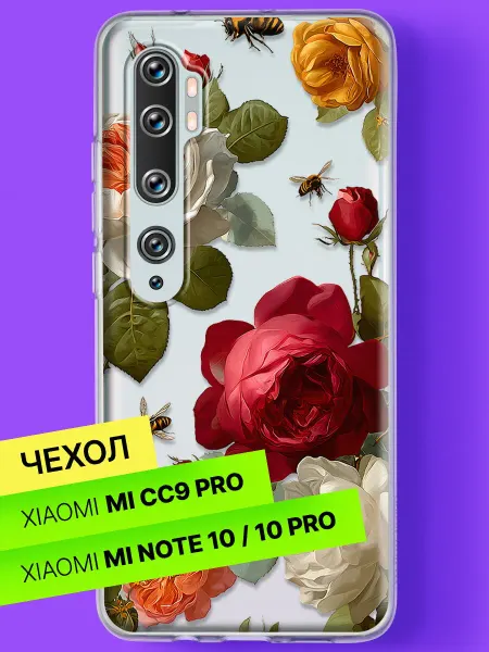 Xiaomi Чехол на Mi Note 10 Mi Note 10 Pro Пчёлы и розы