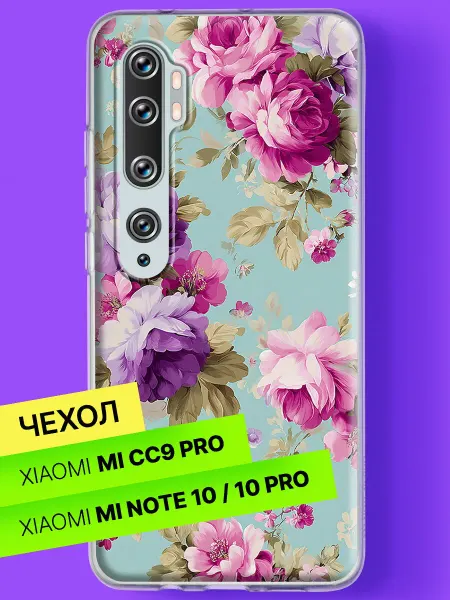 Xiaomi Чехол на Mi Note 10 Mi Note 10 Pro Розы на голубом