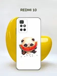 Силиконовый чехол на Xiaomi Redmi 10 / Сяоми Редми 10 "Малыш панды с арбузом"
