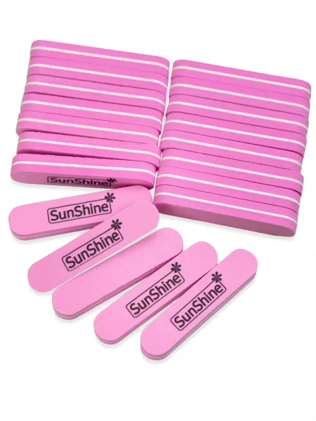 Sunshine Пилка для шлифовки Мини розовая 100 180 S14PK-M, 20 штук