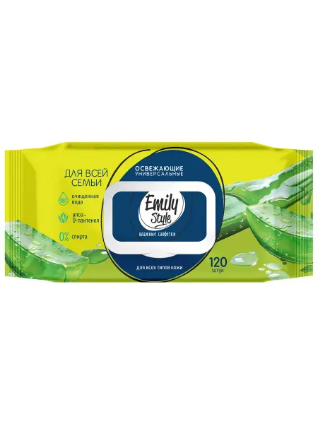 EMILY STYLE Влажные салфетки для всей семьи Эконом 100+20шт с клапаном