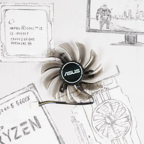 Вентилятор для видеокарты ASUS GTX 660 750 760 1050 Ti R7 260X 75мм