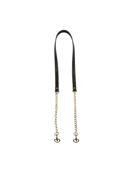 ВсеНитки Черная ручка для сумки экокожа с цепочкой золото 109х1,5 см