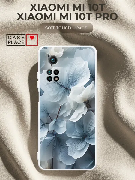 Case Place Чехол на Xiaomi Mi 10T Mi 10T Pro с цветочками белый