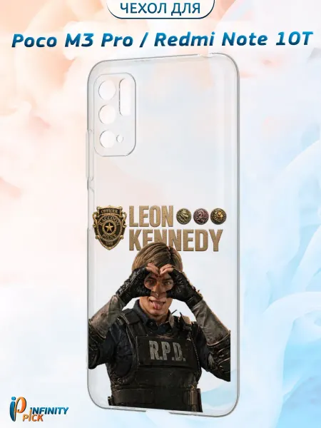 Infinity pick Чехол на POCO M3 Pro и REDMI Note 10T с принтом Leon Kennedy