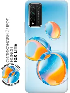 Силиконовый чехол на Honor 10x Lite с принтом "Радуга в пузырьках"