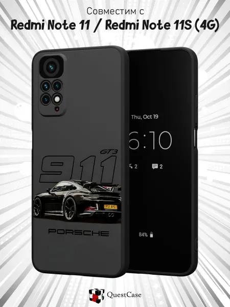 QuestCase Чехол на Xiaomi Redmi Note 11 11S 4G с принтом Porsche 911