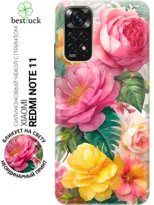 Силиконовый чехол на Xiaomi Redmi Note 11 / Note 11S с принтом "Экзотический букет"