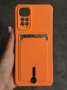 Чехол на Redmi Note 11 / Note 11S персиковый с карманом для карт