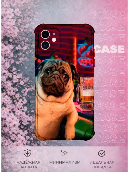 Chekholshchica_case Чехол на iPhone 11 с принтом Смешной мопс