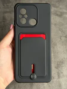 Чехол на Redmi 12C, 11A белый с карманом для банковской карты.