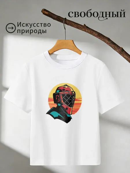 Футболка с принтом хоккейная маска пак висперер
