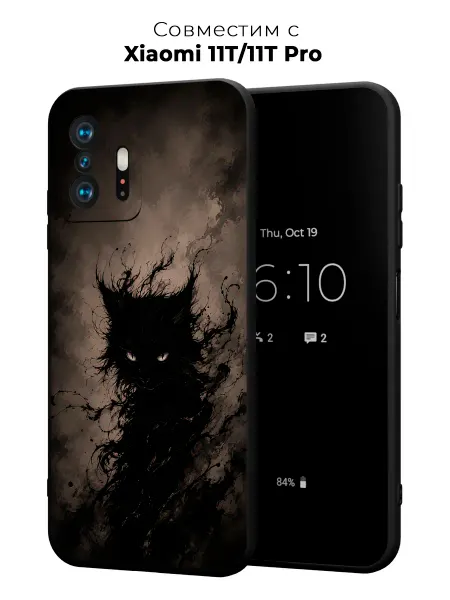 Vip Case Чехол на Xiaomi 11T 11T Pro Черный Готический Кот