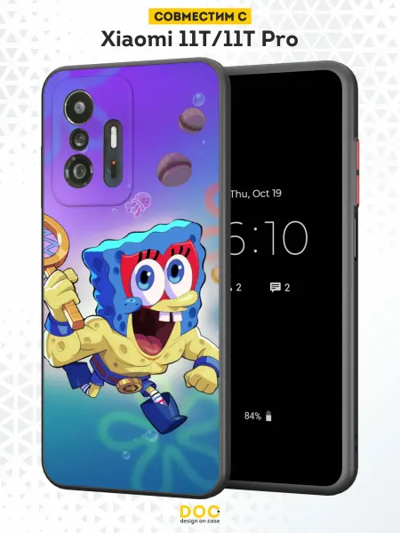 DesignOnCase Чехол Бампер на Xiaomi Mi 11t с принтом Спанч Боб