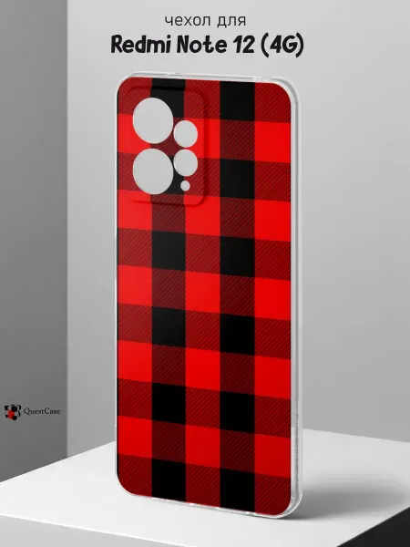 QuestCase Чехол на Redmi Note 12 4G с принтом Клетка