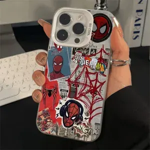 Чехол на Редми 12 / Redmi 12 белый с принтом Ретро-коллаж Человека-паука от Marvel силиконовый ударопрочный