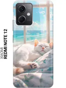 Силиконовый чехол на Xiaomi Redmi Note 12 с принтом "Отдыхающий котик"