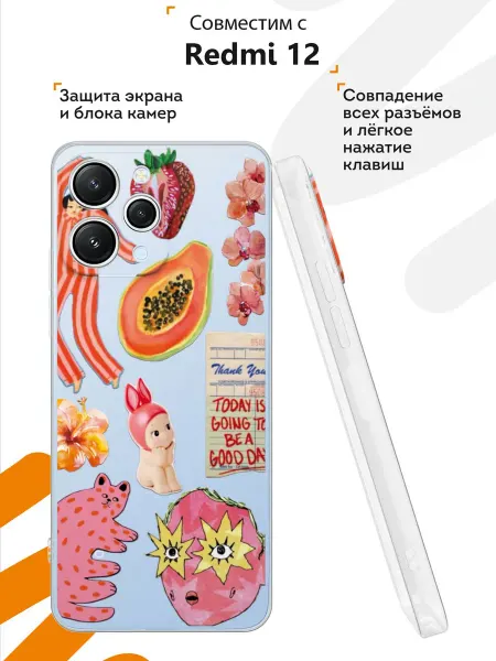 Мобилиус Чехол на Redmi 12 с принтом Коллаж