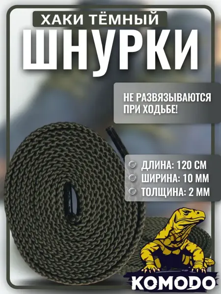 Komodo Шнурки для кроссовок, кед и ботинок синие плоские, 120 см
