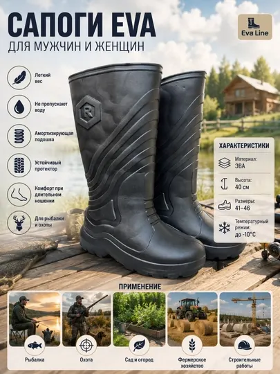 Мужские и женские резиновые сапоги из ЭВА — надежная защита от влаги и воды