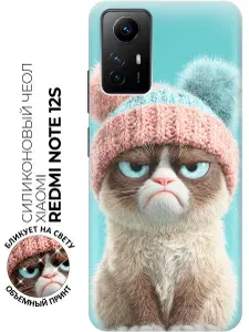 Силиконовый чехол на Xiaomi Redmi Note 12s с принтом "Сердитый котик"