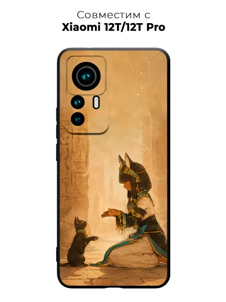Vip Case Чехол на Xiaomi 12T 12T Pro Черный Египетский Кот