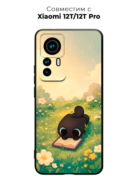 Vip Case Чехол на Xiaomi 12T 12T Pro Черный Кот и Книга