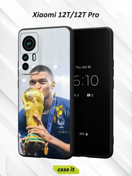 Case it Чехол на Xiaomi 12T 12T Pro с принтом Мбаппе целует Кубок