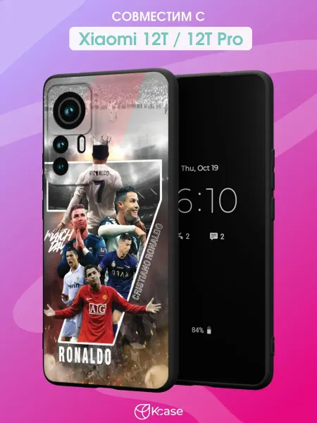 Kcase Чехол на Xiaomi 12T 12T Pro с принтом Ronaldo чемпион
