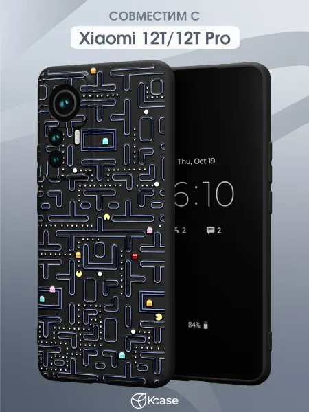 Kcase Чехол на Xiaomi 12T 12T Pro с принтом Пакман