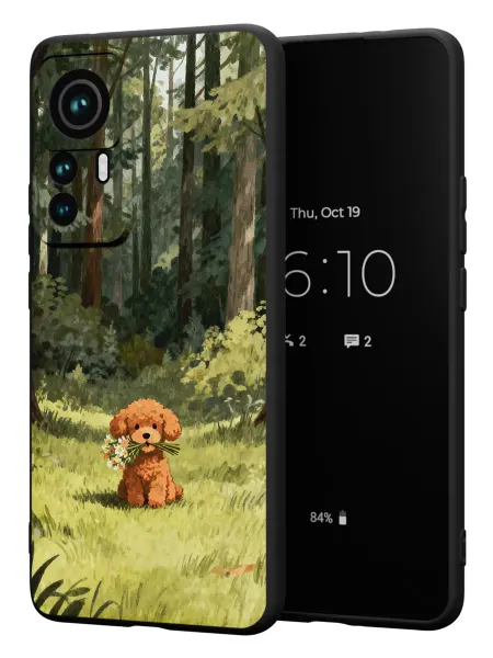 PBl store Чехол на Xiaomi 12T 12T Pro с принтом Собачка с цветами