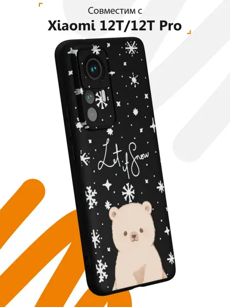 Мобилиус Чехол на Xiaomi 12T 12T Proс принтом Новогодний мишка