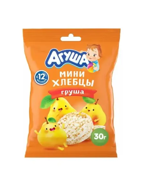 Агуша Мини-хлебцы Полезный перекус рисовые груша 30г с 12мес 4шт