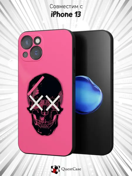 QuestCase Чехол на Apple iPhone 13 с принтом Череп