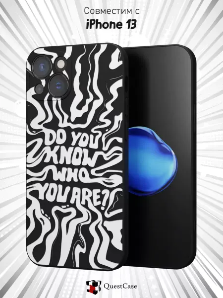 QuestCase Чехол на iPhone 13 с принтом Надпись