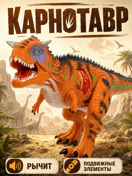Играем вместе Динозавр интерактивный игрушка Карнотавр робот свет звук
