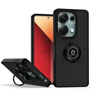 Накладка пластик матовый с кольцом и окантовкой для Xiaomi Redmi 13C черный