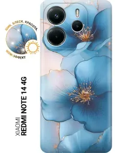 Силиконовый чехол на Xiaomi Redmi Note 14 4G с принтом "Голубые ирисы"