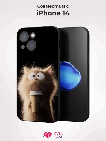 KVIN CASE Чехол на Apple iPhone 14 с принтом Кот
