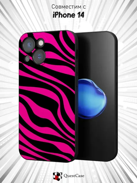 QuestCase Чехол на Apple iPhone 14 с принтом Зебра