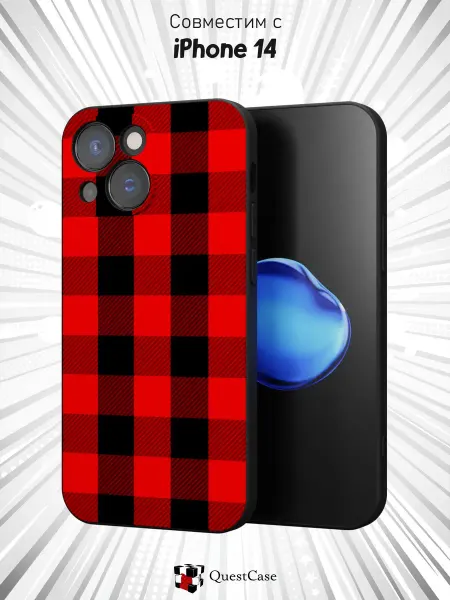 QuestCase Чехол на Apple iPhone 14 с принтом Клетка