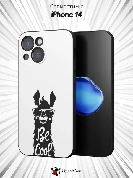 QuestCase Чехол на Apple iPhone 14 с принтом Лама