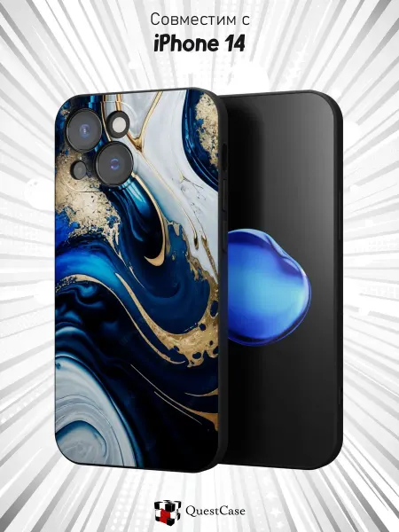 QuestCase Чехол на Apple iPhone 14 с принтом Мрамор